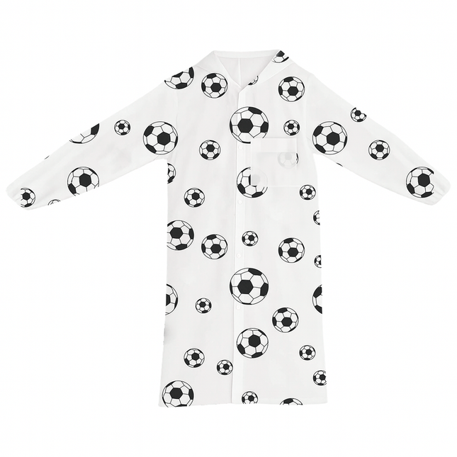 Impermeable Con Diseño De Balones De Soccer, Capucha Y Botones, Ideal Para Lluvia, Eventos Deportivos Y Mundial