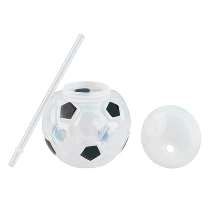 Vaso Balón Soccer con Luz LED de 3 Colores y Popote 500 ml | Ideal para el Mundial, Fiestas y Regalos