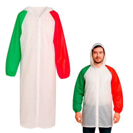 🌧️🇲🇽 Impermeable Tricolor con Capucha y Botones – Mangas con Resorte, Ideal para Eventos 🇲🇽🌧️