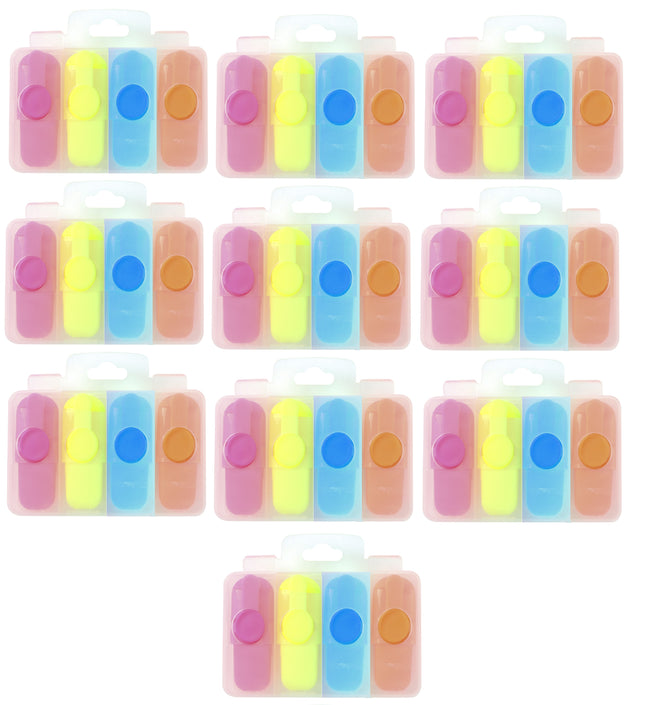 10 Mini Set de 4 Marca Textos Colores Surtidos con Estuche Plástico de Broche