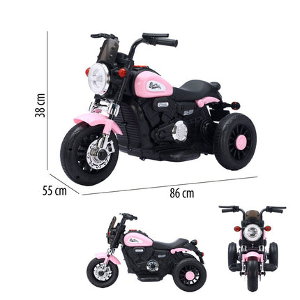 MOTOCICLETA MONTABLE ELECTRICA ROSA CON LUZ Y SONIDO