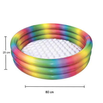 Alberca Inflable Circular 80 cm Multicolor 3 Aros – Piscina Infantil Portátil para Niños, Ideal para Jardín, Patio y Verano