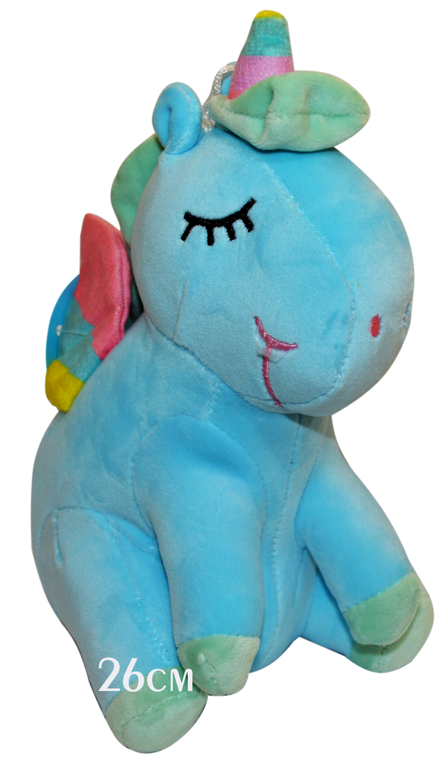 Peluche  UNICORNIO AZUL 26 CM para Fiestas, Bolos y Regalos Sorpresa