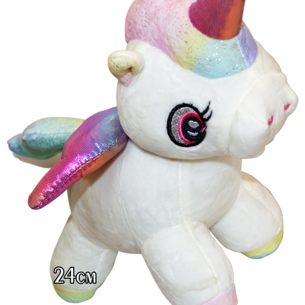 Peluche UNICORNIO BLANCO 24 CM para Fiestas, Bolos y Regalos Sorpresa