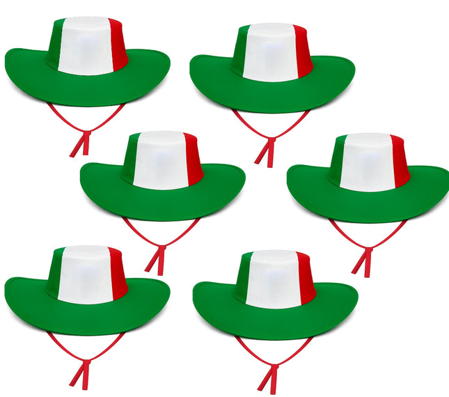 6 Sombrero Mexicano Plegable Tricolor Para Mundial, Fiestas Patrias, Eventos Deportivos Y Animación Futbolera, Ligero Y Cómodo