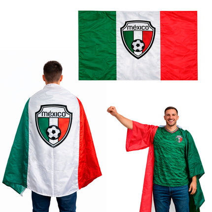 Bandera Tricolor Con Mangas Para Mundial, Fútbol, Fiestas Patrias Y Apoyo A La Selección Mexicana