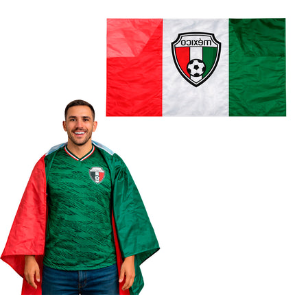 Bandera Tricolor Con Mangas Para Mundial, Fútbol, Fiestas Patrias Y Apoyo A La Selección Mexicana