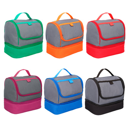 Lonchera Térmica Con 2 Compartimentos, Interior Impermeable, Bolsillo Frontal Y Lateral De Malla Para Escuela, Oficina Y Viajes