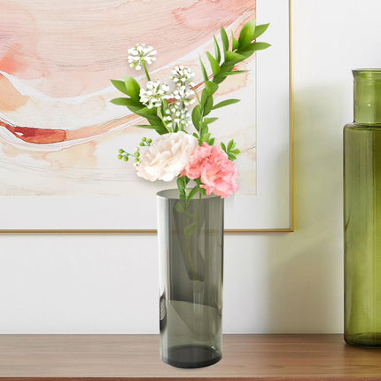 Florero Cilíndrico de Vidrio 30 cm – Jarrón Decorativo Moderno para Flores Naturales y Artificiales