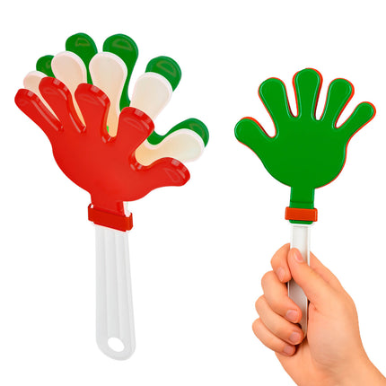 👏🎉 Aplaudidor de Plástico en Forma de Mano Tricolor – Ideal para Eventos Deportivos y Fiestas 🎉👏