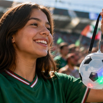 Vaso Balón Soccer con Luz LED de 3 Colores y Popote 500 ml | Ideal para el Mundial, Fiestas y Regalos