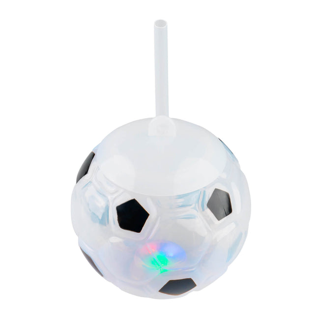 Vaso Balón Soccer con Luz LED de 3 Colores y Popote 500 ml | Ideal para el Mundial, Fiestas y Regalos