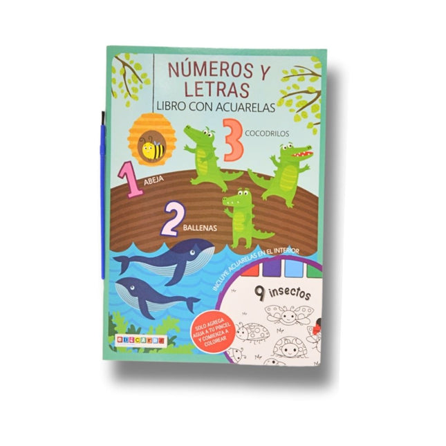 LIBRO CON ACUARELAS NUMEROS Y LETRAS