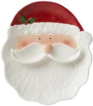 Plato Decorativo Navideño de Cerámica en Forma de Papá Noel 25x29 cm