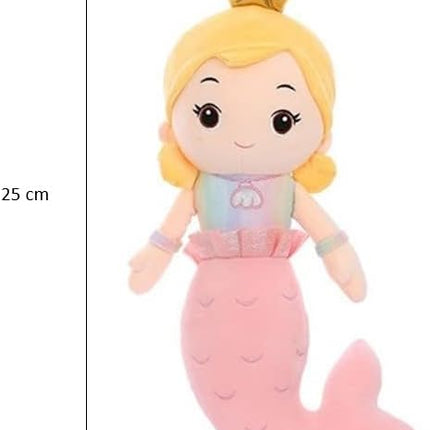 Peluche SIRENA PRINCESA ROSA 25 CM para Fiestas, Bolos, Regalos Sorpresa, Cumpleaños y fiestas infantiles