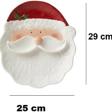 Plato Decorativo Navideño de Cerámica en Forma de Papá Noel 25x29 cm