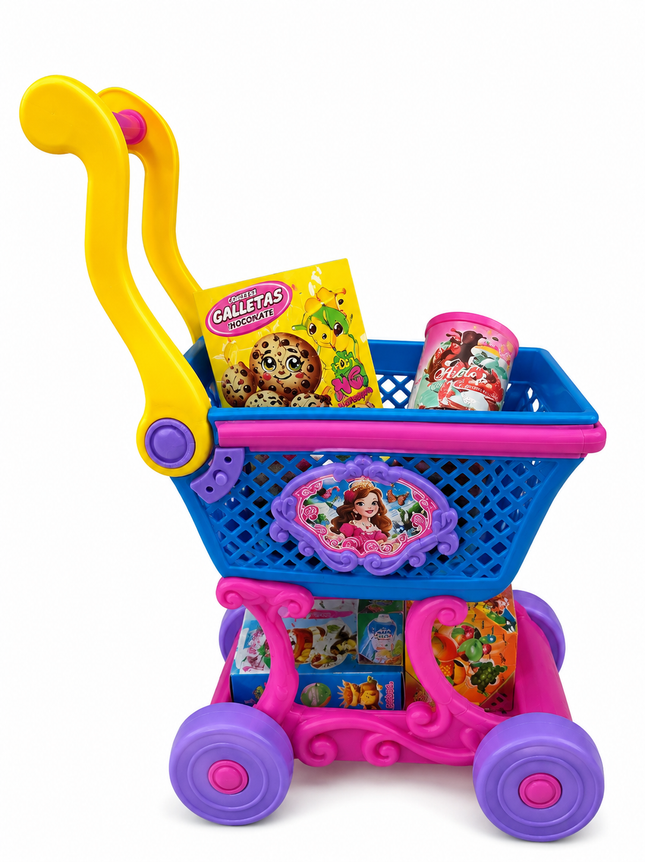 Carrito de supermercado infantil con accesorios  50x20x20 cm