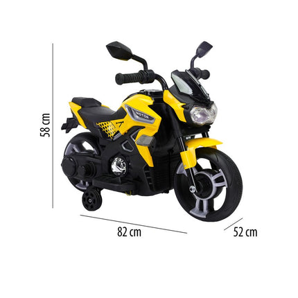 Motocicleta montable eléctrica amarilla