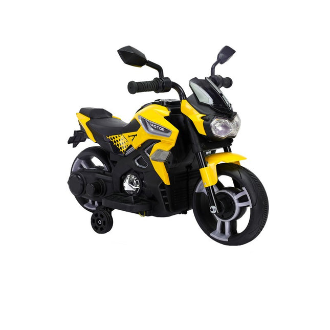 Motocicleta montable eléctrica amarilla