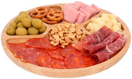 Botanero de Bambú con 5 Espacios 25 cm Ideal para Reuniones, Fiestas y Mundial, Perfecto para Servir Botanas y Convivir con Familia y Amigos