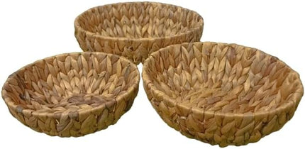 Juego de Canastas Organizadoras de Mimbre Redondas, 3 Piezas Canastas  de Almacenamiento