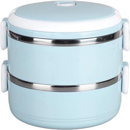 Lonchera térmica doble ecológica portátil para alimentos, fiambrera escolar de doble capa con válvula de aire 13 x 14 cm