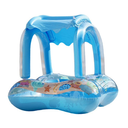 Flotador Inflable  con Toldo Tipo Barco 71-60cm – Asiento Seguro para Piscina y Playa, Parasol, Juguete Acuático para Niños Pequeños