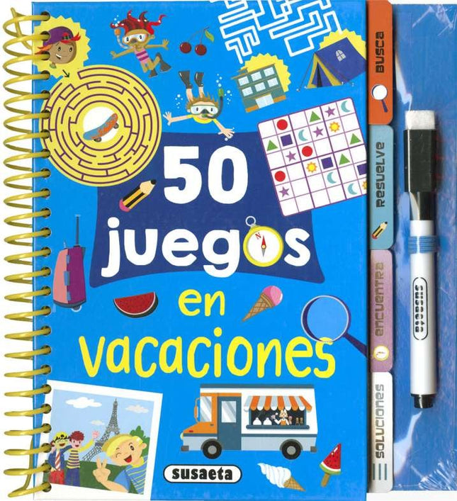 Libro Actividades 50 juegos en vacaciones 56pag 19x17cm
