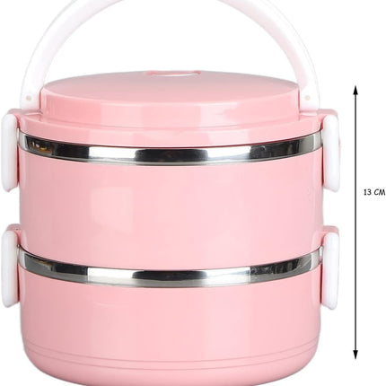 Lonchera térmica doble ecológica portátil para alimentos, fiambrera escolar de doble capa con válvula de aire 13 x 14 cm