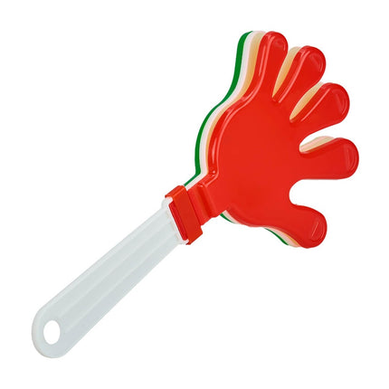 Pack 12.Aplaudidor de Plástico en Forma de Mano Tricolor – Ideal para Eventos Deportivos y Fiestas 🎉👏