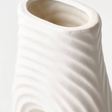 Florero Decorativo de Cerámica Blanca 28 cm – Jarrón Moderno con Diseño Circular para Flores y Decoración del Hogar