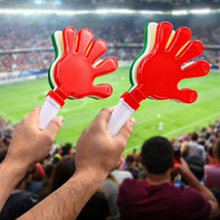 Pack 12.Aplaudidor de Plástico en Forma de Mano Tricolor – Ideal para Eventos Deportivos y Fiestas 🎉👏