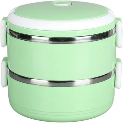 Lonchera térmica doble ecológica portátil para alimentos, fiambrera escolar de doble capa con válvula de aire 13 x 14 cm