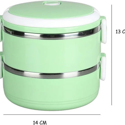 Lonchera térmica doble ecológica portátil para alimentos, fiambrera escolar de doble capa con válvula de aire 13 x 14 cm