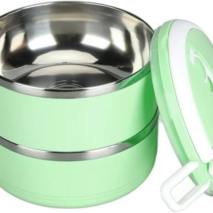 Lonchera térmica doble ecológica portátil para alimentos, fiambrera escolar de doble capa con válvula de aire 13 x 14 cm