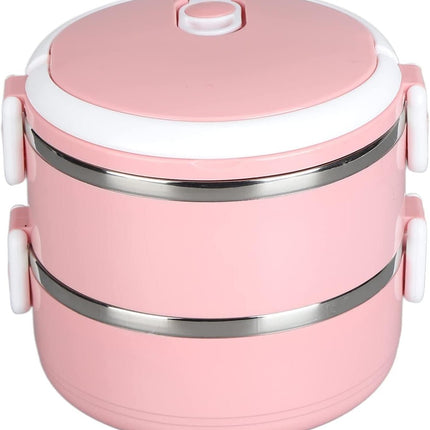 Lonchera térmica doble ecológica portátil para alimentos, fiambrera escolar de doble capa con válvula de aire 13 x 14 cm