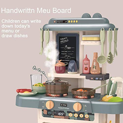 Juego de Cocina para Niños con Sonidos y Luces Reales, Fregadero de Juguete, Estufa de Vapor, Regalo de Cumpleaños para Niños