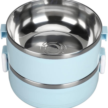 Lonchera térmica doble ecológica portátil para alimentos, fiambrera escolar de doble capa con válvula de aire 13 x 14 cm