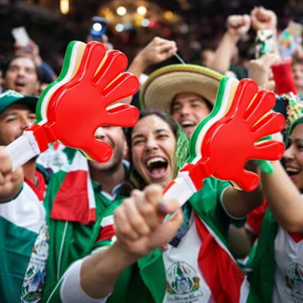 Pack 12.Aplaudidor de Plástico en Forma de Mano Tricolor – Ideal para Eventos Deportivos y Fiestas 🎉👏