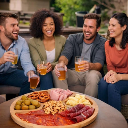 Botanero de Bambú con 5 Espacios 25 cm Ideal para Reuniones, Fiestas y Mundial, Perfecto para Servir Botanas y Convivir con Familia y Amigos
