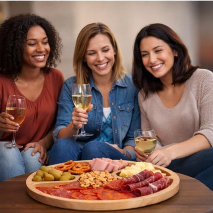 Botanero de Bambú con 5 Espacios 25 cm Ideal para Reuniones, Fiestas y Mundial, Perfecto para Servir Botanas y Convivir con Familia y Amigos