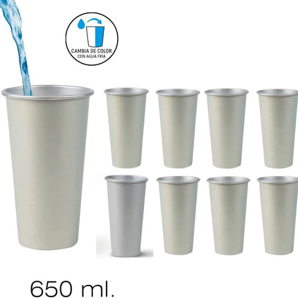 Vaso Mágico de Aluminio 650 ml con Cambio de Color al Frío | Efecto Térmico Reutilizable | Ideal para Fiestas, Regalos