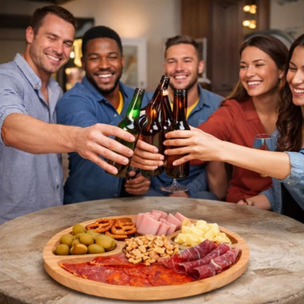 Botanero de Bambú con 5 Espacios 25 cm Ideal para Reuniones, Fiestas y Mundial, Perfecto para Servir Botanas y Convivir con Familia y Amigos