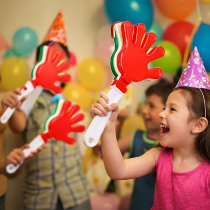 👏🎉 Aplaudidor de Plástico en Forma de Mano Tricolor – Ideal para Eventos Deportivos y Fiestas 🎉👏