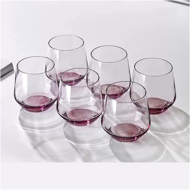 Juego de 6 Vasos de Vidrio Transparentes 370 ml  | Vasos Modernos para Agua, Whisky, Refrescos, Jugos y Cócteles