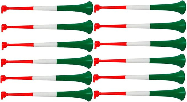 Pack 12🎺 Corneta Tricolor Extensible – Trompeta de Plástico para Eventos y Mundial