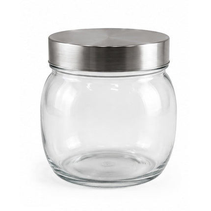 Frasco de Vidrio Transparente de 640 Litros con Tapa Metálica de Rosca para Almacenamiento de Alimentos, Dulces, Galletas y Granos