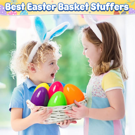 12 Piezas de Mega Huevo de Plastico Vacios Colores Surtidos, Huevos de Pascua, para Fiestas temáticas de Pascua, Caza de Huevos de Pascua