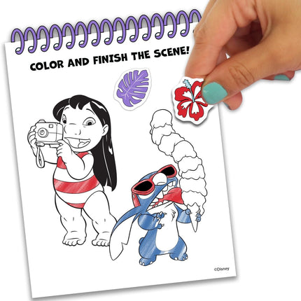 Set Creativo Stitch con Funda de Personaje, Kit de Colorear y Stickers para Niños, Incluye Crayones, Sellos y Actividades Portátil con Asa Regalo Infantil