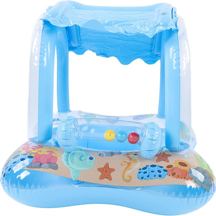 Flotador Inflable  con Toldo Tipo Barco 71-60cm – Asiento Seguro para Piscina y Playa, Parasol, Juguete Acuático para Niños Pequeños